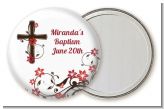 Cross Floral Blossom - Personalized Baptism / Christening Pocket Mirror Favors