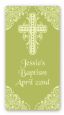 Cross Sage Green - Custom Rectangle Baptism / Christening Sticker/Labels thumbnail