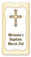 Cross Yellow & Brown - Custom Rectangle Baptism / Christening Sticker/Labels thumbnail
