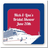 Cruise Ship - Square Personalized Bridal Shower Sticker Labels