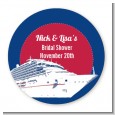 Cruise Ship - Round Personalized Bridal Shower Sticker Labels thumbnail