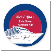 Cruise Ship - Round Personalized Bridal Shower Sticker Labels