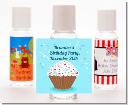 Cupcake Boy - Personalized Birthday Party Hand Sanitizers Favors