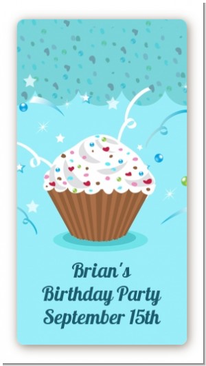 Cupcake Boy - Custom Rectangle Birthday Party Sticker/Labels