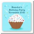 Cupcake Boy - Square Personalized Birthday Party Sticker Labels thumbnail