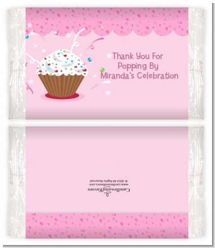 Cupcake Girl - Personalized Popcorn Wrapper Birthday Party Favors