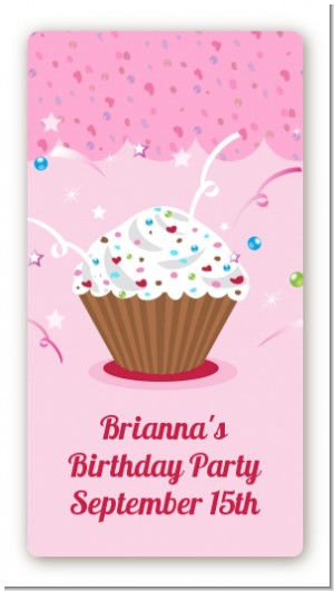 Cupcake Girl - Custom Rectangle Birthday Party Sticker/Labels