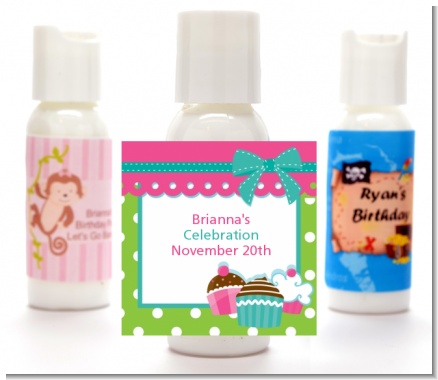 Cupcake Trio - Personalized Birthday Party Lotion Favors