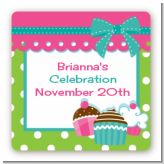 Cupcake Trio - Square Personalized Birthday Party Sticker Labels