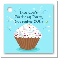 Cupcake Boy - Personalized Birthday Party Card Stock Favor Tags