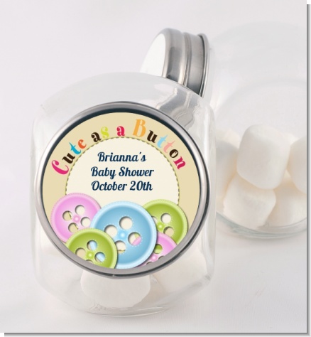 Cute As a Button - Personalized Baby Shower Candy Jar