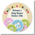 Cute As a Button - Round Personalized Baby Shower Sticker Labels thumbnail