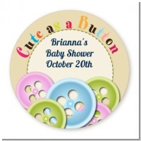 Cute As a Button - Round Personalized Baby Shower Sticker Labels