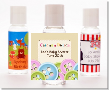 Cute As a Button - Personalized Baby Shower Hand Sanitizers Favors