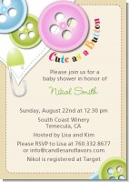 Cute As a Button - Baby Shower Invitations