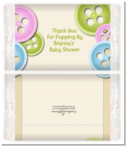 Cute As a Button - Personalized Popcorn Wrapper Baby Shower Favors