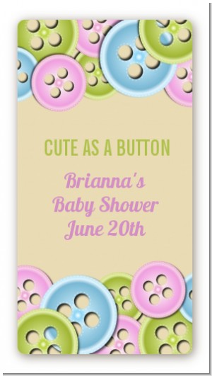 Cute As a Button - Custom Rectangle Baby Shower Sticker/Labels