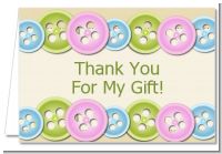 Cute As a Button - Baby Shower Thank You Cards