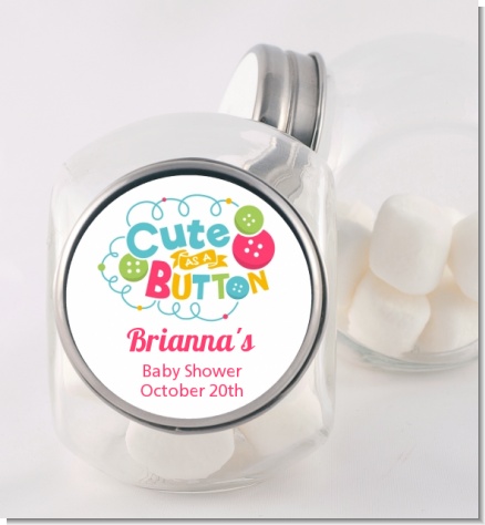 Cute As Buttons - Personalized Baby Shower Candy Jar