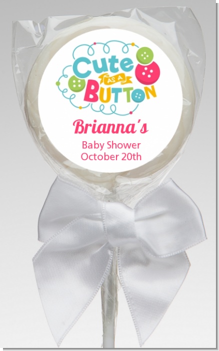 Cute As Buttons - Personalized Baby Shower Lollipop Favors