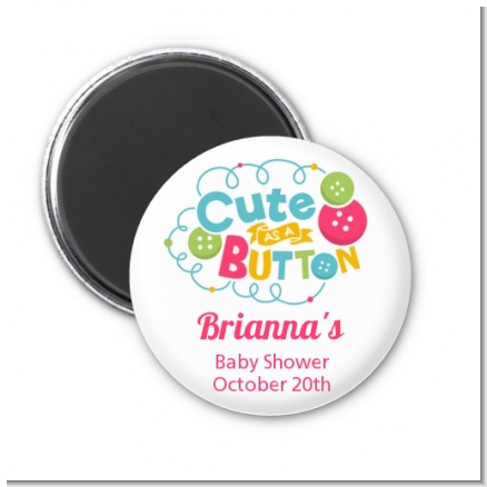 Cute As Buttons - Personalized Baby Shower Magnet Favors