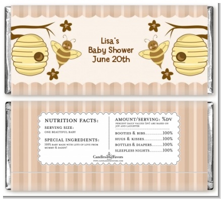 Cute As Can Bee - Personalized Baby Shower Candy Bar Wrappers