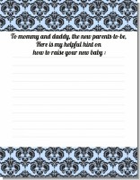 Damask Blue & Black - Baby Shower Notes of Advice