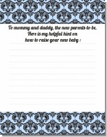 Damask Blue & Black - Baby Shower Notes of Advice