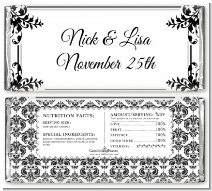 Damask - Personalized Anniversary Candy Bar Wrappers