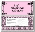 Damask Pink & Black - Personalized Baby Shower Candy Bar Wrappers thumbnail