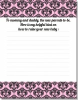 Damask Pink & Black - Baby Shower Notes of Advice