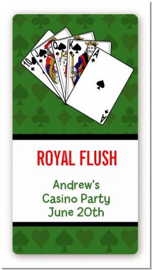 Casino Night Royal Flush - Custom Rectangle Birthday Party Sticker/Labels