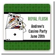 Casino Night Royal Flush - Square Personalized Birthday Party Sticker Labels thumbnail