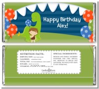 Dinosaur and Caveman - Personalized Birthday Party Candy Bar Wrappers