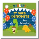 Dinosaur and Caveman - Personalized Birthday Party Card Stock Favor Tags