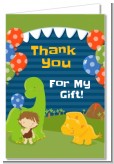 Dinosaur and Caveman - Birthday Party Thank You Cards