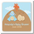 Dinosaur Baby Boy - Square Personalized Baby Shower Sticker Labels thumbnail
