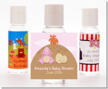Dinosaur Baby Girl - Personalized Baby Shower Hand Sanitizers Favors