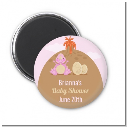 Dinosaur Baby Girl - Personalized Baby Shower Magnet Favors
