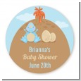 Dinosaur Baby Boy - Round Personalized Baby Shower Sticker Labels thumbnail