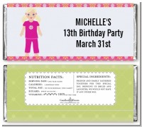 Doll Party Blonde Hair - Personalized Birthday Party Candy Bar Wrappers