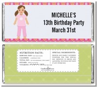 Doll Party Brunette Hair - Personalized Birthday Party Candy Bar Wrappers
