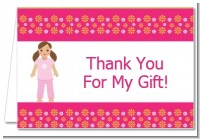 Doll Party Brunette Hair - Birthday Party Thank You Cards