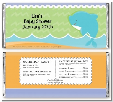Dolphin | Aquarius Horoscope - Personalized Baby Shower Candy Bar Wrappers