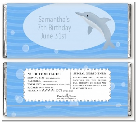 Dolphin - Personalized Birthday Party Candy Bar Wrappers