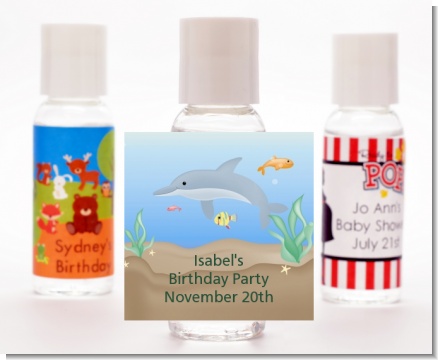Dolphin - Personalized Birthday Party Hand Sanitizers Favors