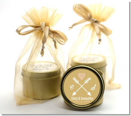Double Arrows - Bridal Shower Gold Tin Candle Favors