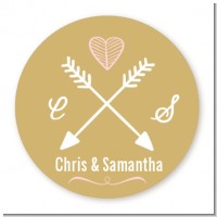 Double Arrows - Round Personalized Bridal Shower Sticker Labels