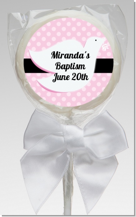 Dove Pink - Personalized Baptism / Christening Lollipop Favors