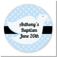 Dove Blue - Round Personalized Baptism / Christening Sticker Labels